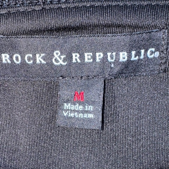 Rock & Republic Women’s ”Talk is cheap” SZ Medium Black Sheer Jersey Shirt - Picture 4 of 6